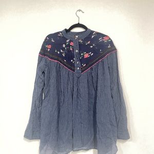 Free People Tunic top Blue Sz M Medium